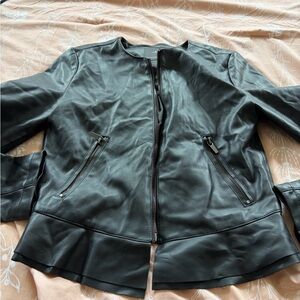 Women’s Black Faux Leather Zip Jacket